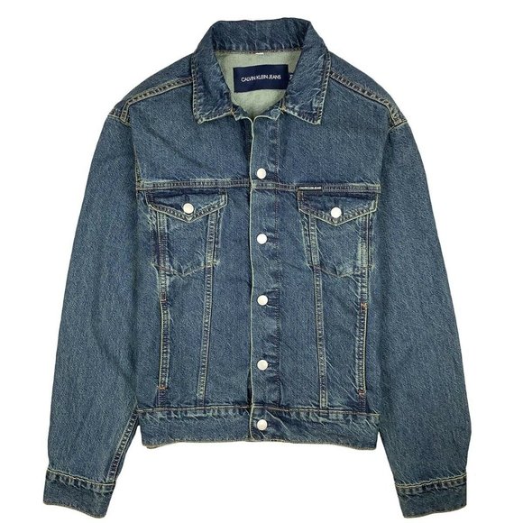 Calvin klein men's denim trucker jacket hot sale